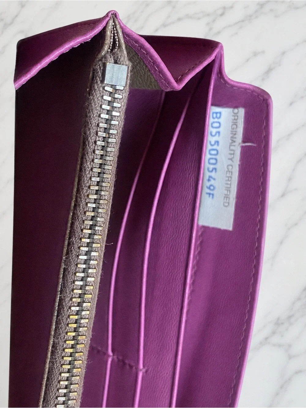 Hard to find Woven Leather Zip Wallet in Deep Plum with snake skin accent